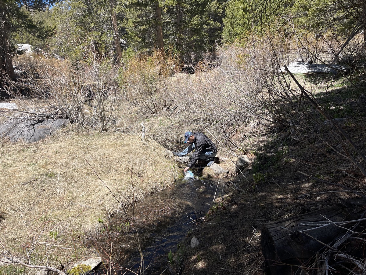 Getting water on the Big Pine Lakes trail