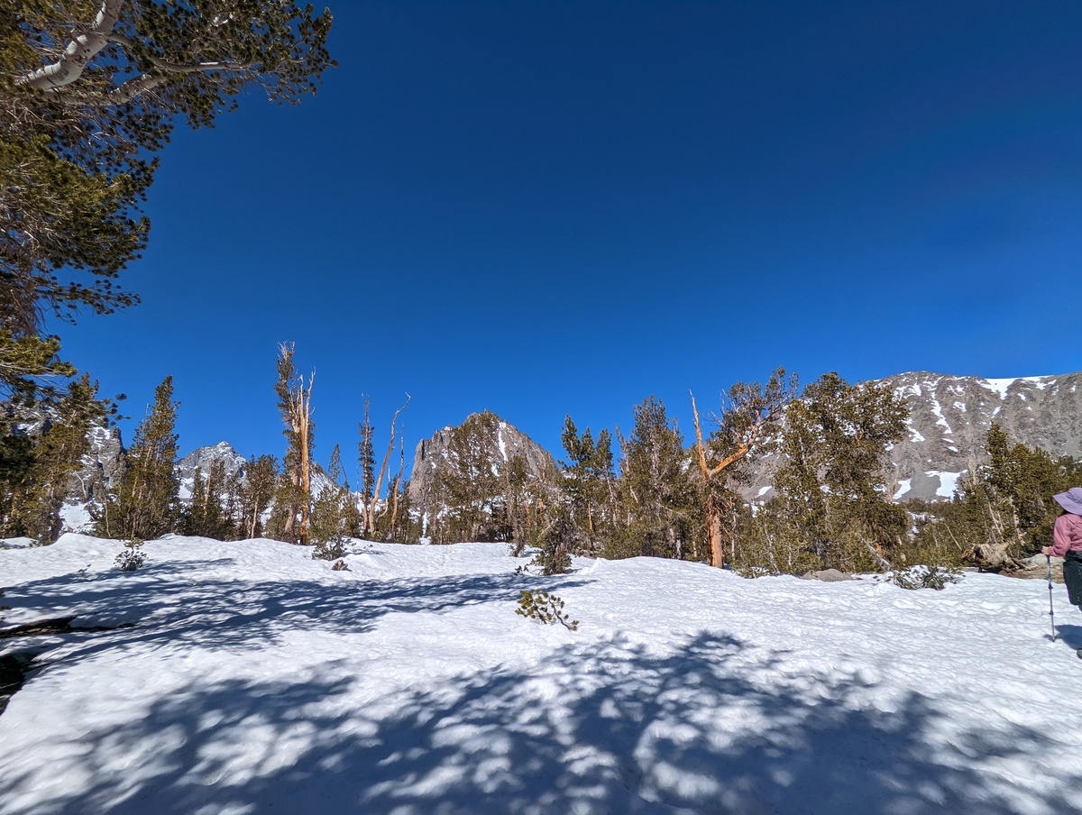 Trail to the upper lakes covered in snow