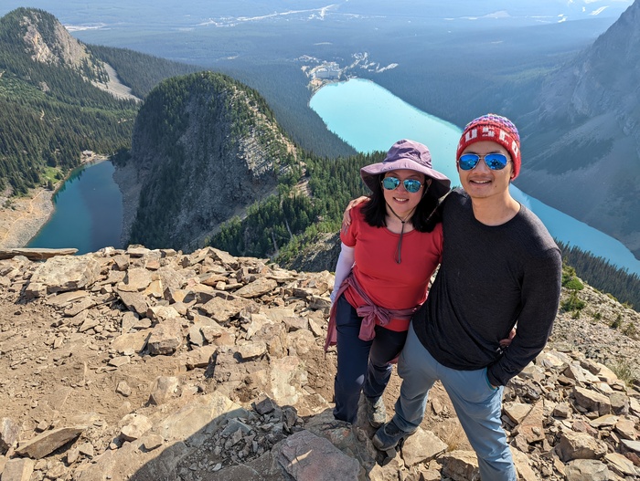 View of both Lake Agnes (left) and Lake Louise (right)