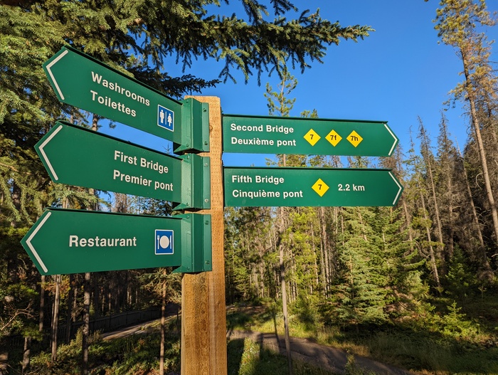 Maligne Canyon Trail signs